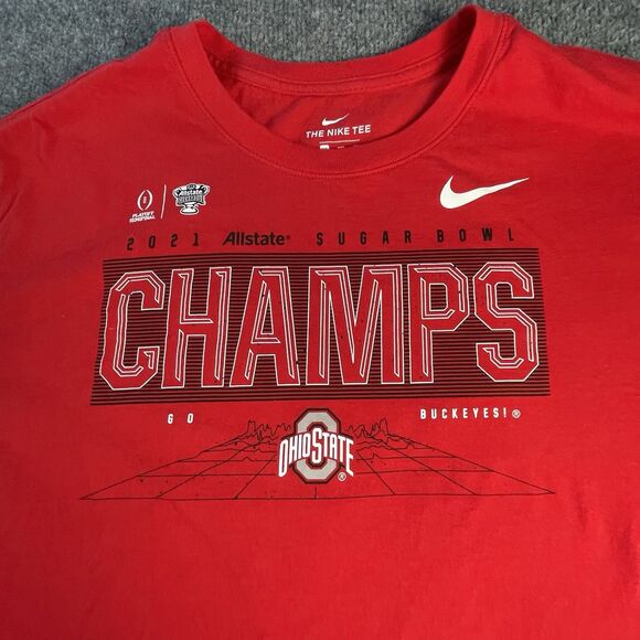 Nike Ohio State Buckeyes Shirt Mens 2XL 2021 Sugar Bowl Champs T-Shirt Red NCAA - Picture 2 of 12